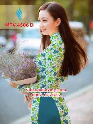 Vải áo dài hình trái cây nguyên áo AD MTV 4506 16