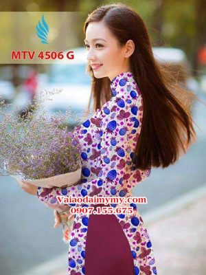 Vải áo dài hình trái cây nguyên áo AD MTV 4506 19