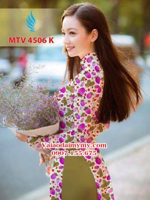 Vải áo dài hình trái cây nguyên áo AD MTV 4506 21