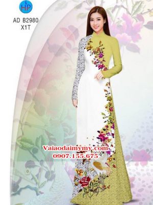 Vải áo dài Sếu và hoa - đẹp sang AD B2980 14