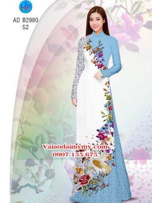 Vải áo dài Sếu và hoa - đẹp sang AD B2980 18