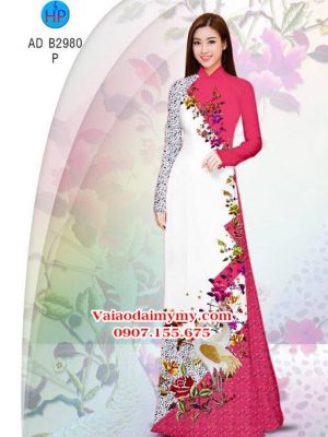 Vải áo dài Sếu và hoa - đẹp sang AD B2980 15