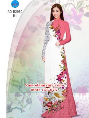 Vải áo dài Sếu và hoa - đẹp sang AD B2980 16