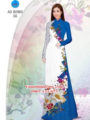 Vải áo dài Sếu và hoa - đẹp sang AD B2980 17