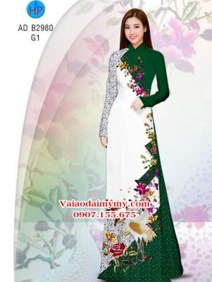 Vải áo dài Sếu và hoa - đẹp sang AD B2980 21