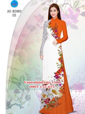 Vải áo dài Sếu và hoa - đẹp sang AD B2980 19