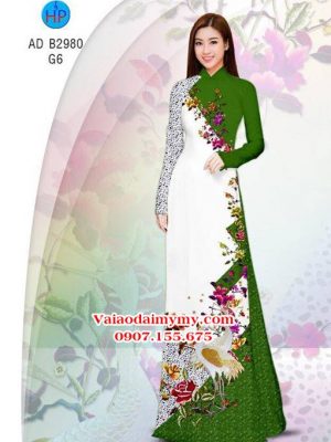 Vải áo dài Sếu và hoa - đẹp sang AD B2980 22