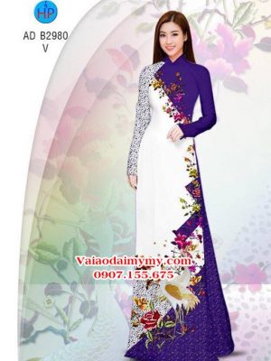 Vải áo dài Sếu và hoa - đẹp sang AD B2980 23