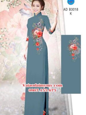 Vải áo dài Duyên nhẹ nhàng với hoa Râm Bụt AD B3018 16