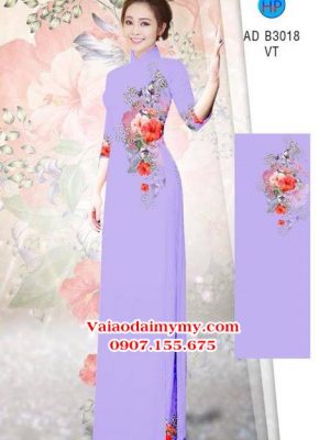 Vải áo dài Duyên nhẹ nhàng với hoa Râm Bụt AD B3018 22