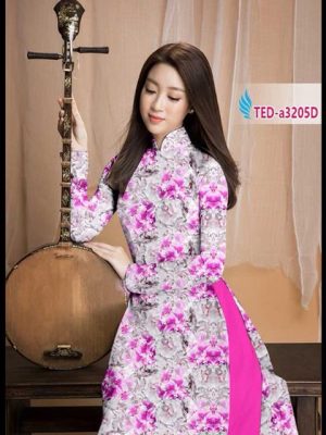 Vải áo dài hoa cẩm chướng nguyên áo AD TED A3205 16