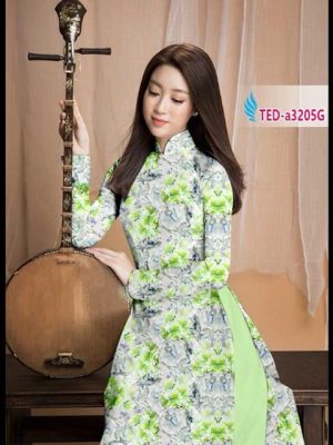 Vải áo dài hoa cẩm chướng nguyên áo AD TED A3205 15