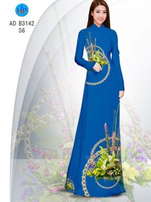 Vải áo dài Hoa ly xanh AD B3142 16