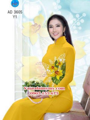 Vải áo dài Hoa eo Ly vàng AD 3605 22
