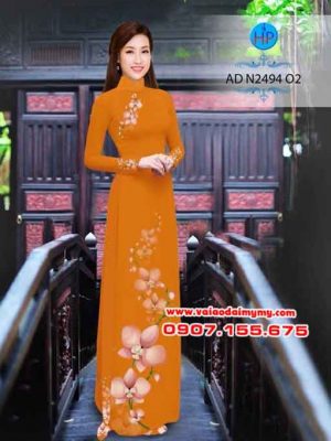Vải áo dài Lan Hồ Điệp 3D sắc sảo AD N2494 20