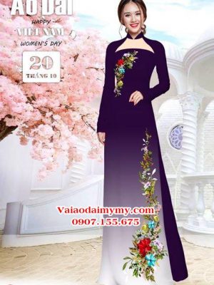 Vải áo dài hoa dây đẹp AD GH3871 14