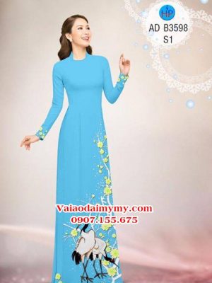 Vải áo dài Sếu và hoa Mai AD B3598 23