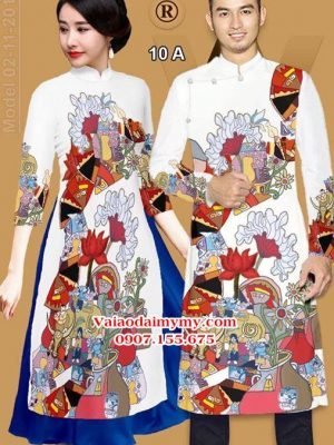Vải Áo dài cặp đôi hoa văn đẹp AD IW 10 22