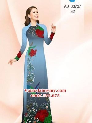 Vải áo dài Hoa Râm Bụt đẹp sang lung linh AD B3737 16