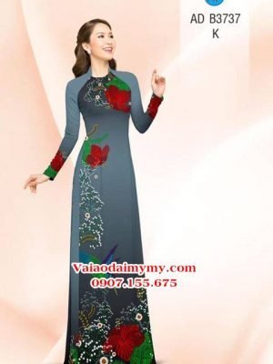 Vải áo dài Hoa Râm Bụt đẹp sang lung linh AD B3737 24