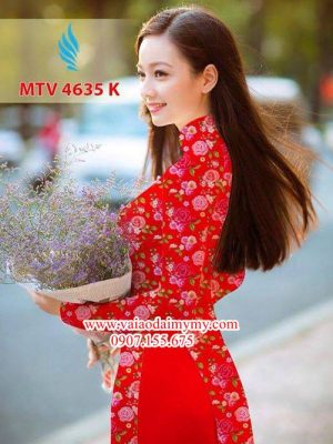 Vải áo dài hoa hồng đều AD MTV 4635 19