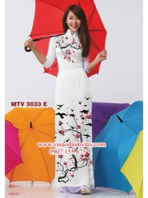 Vải áo dài hoa đào AD MTV 3033 14