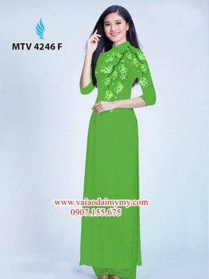 Vải áo dài hoa đào in trên áo AD MTV 4246 18