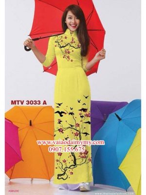 Vải áo dài hoa đào AD MTV 3033 16