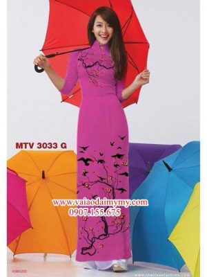 Vải áo dài hoa đào AD MTV 3033 18