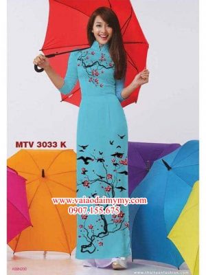 Vải áo dài hoa đào AD MTV 3033 13