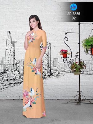 Vải áo dài Sếu và Cúc đại đoá AD B555 20