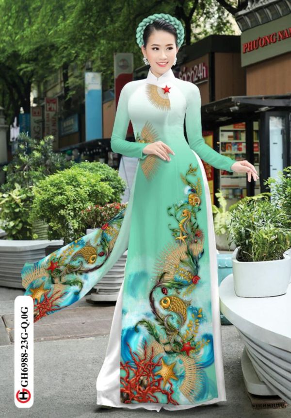 vai ao dai hinh ca chep co truyen dep 86566