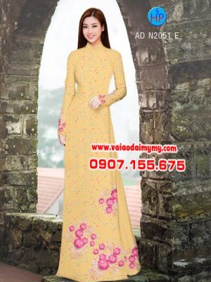 Vải áo dài Hoa 3D trên nền bi màu xinh xắn! AD N2051 14