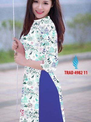 Vải áo dài hoa in 3D AD TRAD 4982 7