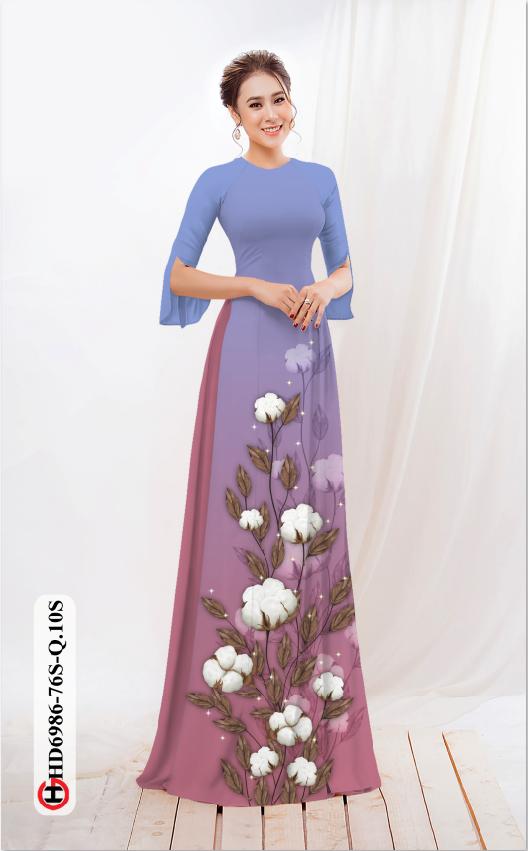 Vải Áo Dài Đẹp Hoa In 3D Ad Ht6986 - Vải Áo Dài My My