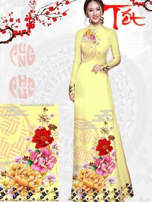 Vải áo dài Hoa Mẫu Đơn Đón Xuân AD PN2568 14