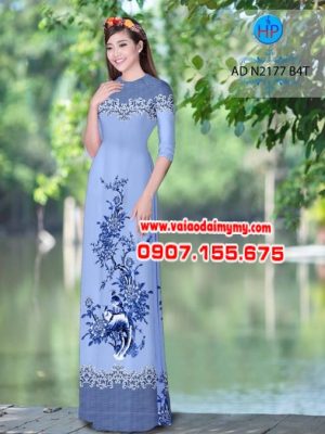 Vải áo dài Hoa Mẫu Đơn và hoa văn AD N2177 14