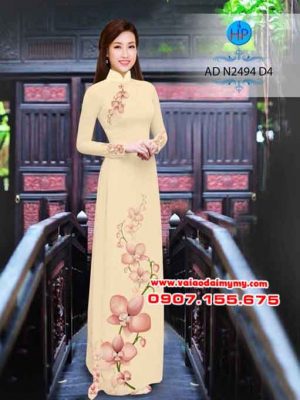 Vải áo dài Lan Hồ Điệp 3D sắc sảo AD N2494 13