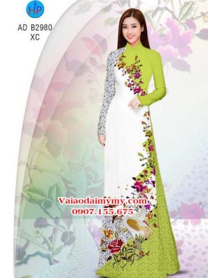 Vải áo dài Sếu và hoa - đẹp sang AD B2980 13