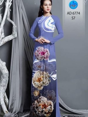 Vải áo dài hoa in 3D AD 6774 22