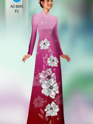 Vải áo dài đẹp hoa in 3D AD 8095 31
