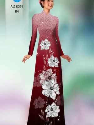 Vải áo dài đẹp hoa in 3D AD 8095 19