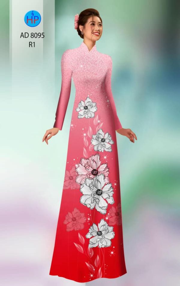 Vải Áo Dài Đẹp Hoa In 3D Ad 8095 - Vải Áo Dài My My