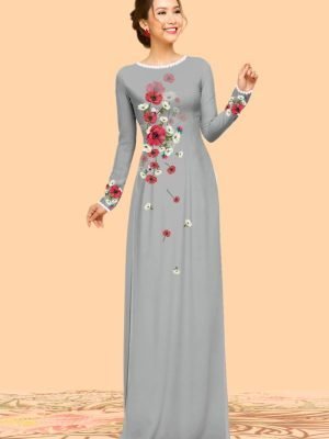Vải áo dài hoa in 3D AD TED a4755 25