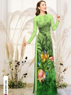 Vải áo dài hoa in 3D AD GH7053 28