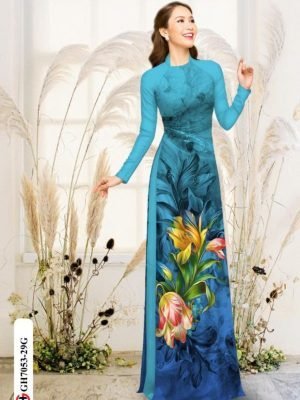 Vải áo dài hoa in 3D AD GH7053 23
