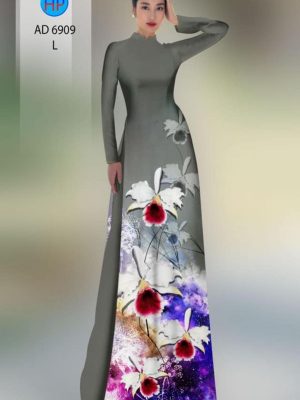 Vải áo dài hoa lan AD 6909 35