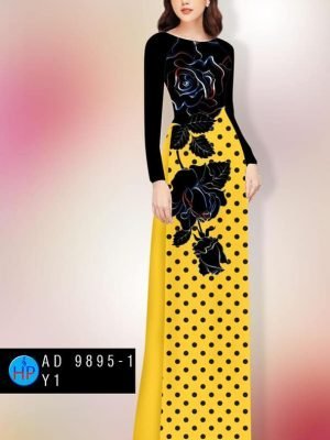 Vải áo dài hoa hồng và chấm bi AD 9895 30