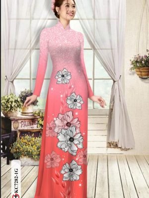 Vải áo dài hoa in 3D AD KC7282 23