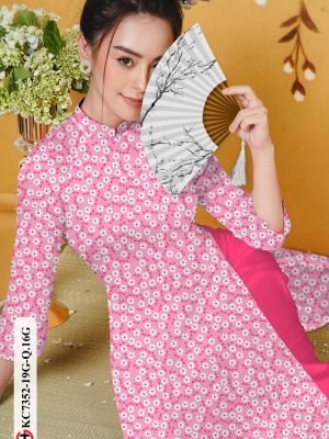 vai ao dai hoa nhi co truyen long lanh 161484